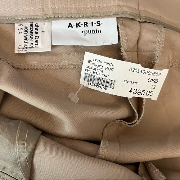 Akris Punto Pants Franca Mid-Rise Crop Pants Light Brown (Khaki/Tan) Sz 12 NWT - Picture 15 of 16